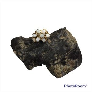 Vintage large opal and 18KT gold electroplated ring